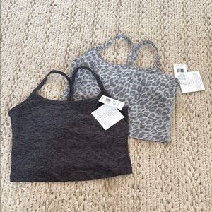 Gray and Black Leopard Print Crop Tops